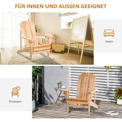 Adirondack-Gartenstuhl mit Becherhalter Gartenliege Balkonstuhl Massivholz Natur - Palo24