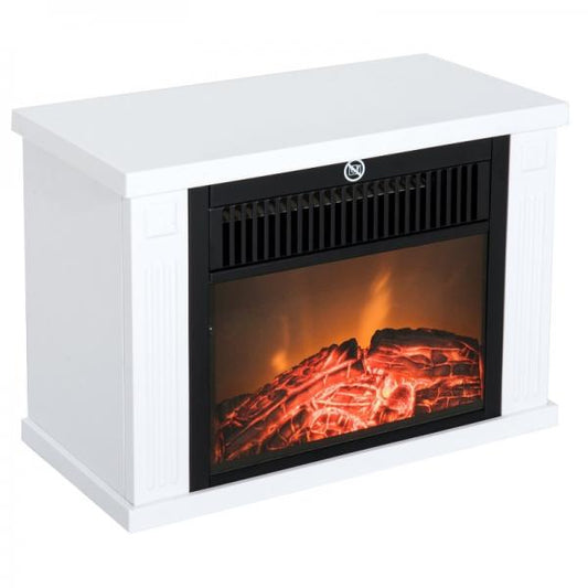 Poêle de cheminée électrique 600/1200W, cheminée électrique sur pied, effet flamme, blanc