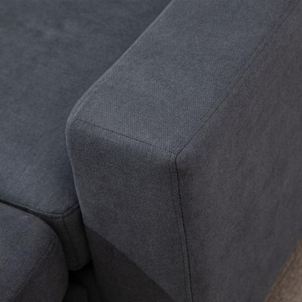 Ecksofa im Skandidesign, mit Knopfheftung, Massivholz, Leinenoptik, Grau - Palo24