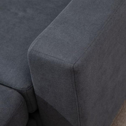 Ecksofa im Skandidesign, mit Knopfheftung, Massivholz, Leinenoptik, Grau - Palo24