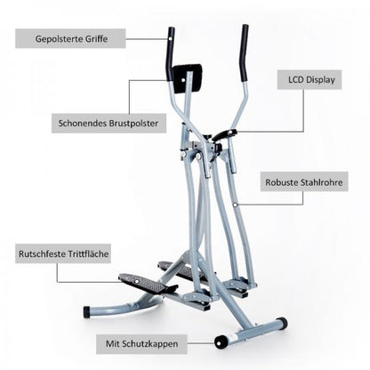 Crosstrainer, Heimtrainer, LCD-Display, einstellbares Brustpolster, Stahl, Silber