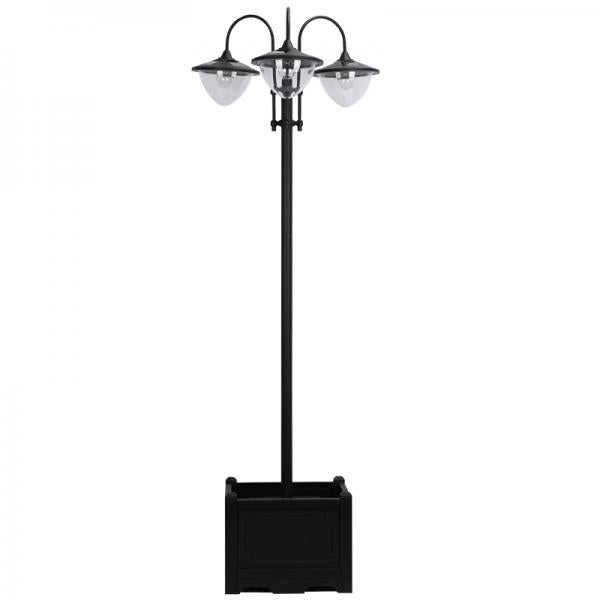 Solarleuchte Gartenlicht 3-köpfige Lampe mit Blumentopf-Basis Wasserdicht Edelstahl 60 x 55 x 189 cm