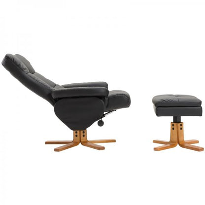 Poltrona relax con funzione reclinabile Poltrona girevole a 360° Struttura in legno PU nero