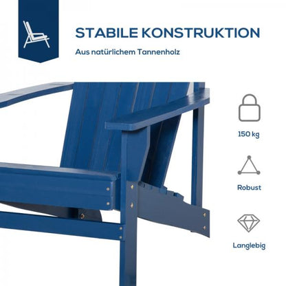 Adirondack-Gartenstuhl mit Becherhalter Gartenliege Balkonstuhl Massivholz Blau - Palo24