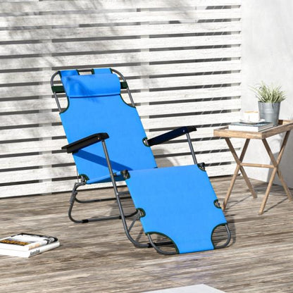 Sonnenliege Relaxliege Strandliege Gartenliege Klappbar 2-Stufig Kissen Blau