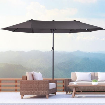 Parasol Doppio Ombrellone da Patio con Manovella Grigio Ovale