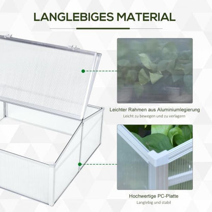 Alu Gewächshaus Frühbeet Frühbeetkasten Treibhaus Aufzucht Pflanzenhaus 100x100cm