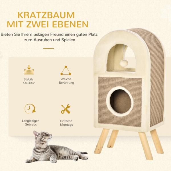 Kratzbaum Katzenhöhle Spielbällen Katzenbett Kratzmatte Sisal Kaffee - Palo24