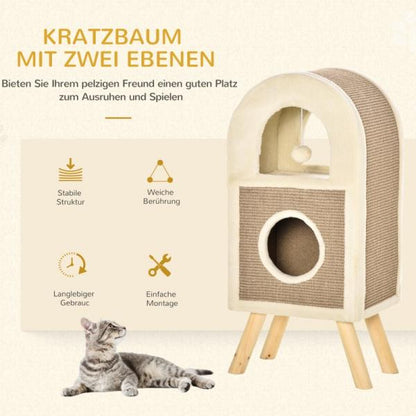 Kratzbaum Katzenhöhle Spielbällen Katzenbett Kratzmatte Sisal Kaffee - Palo24