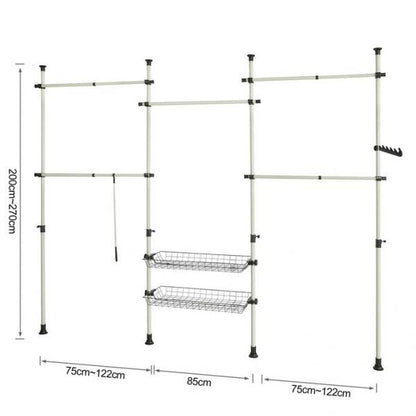 Tringle à vêtements télescopique | Système de tringle à vêtements | Système d'étagères