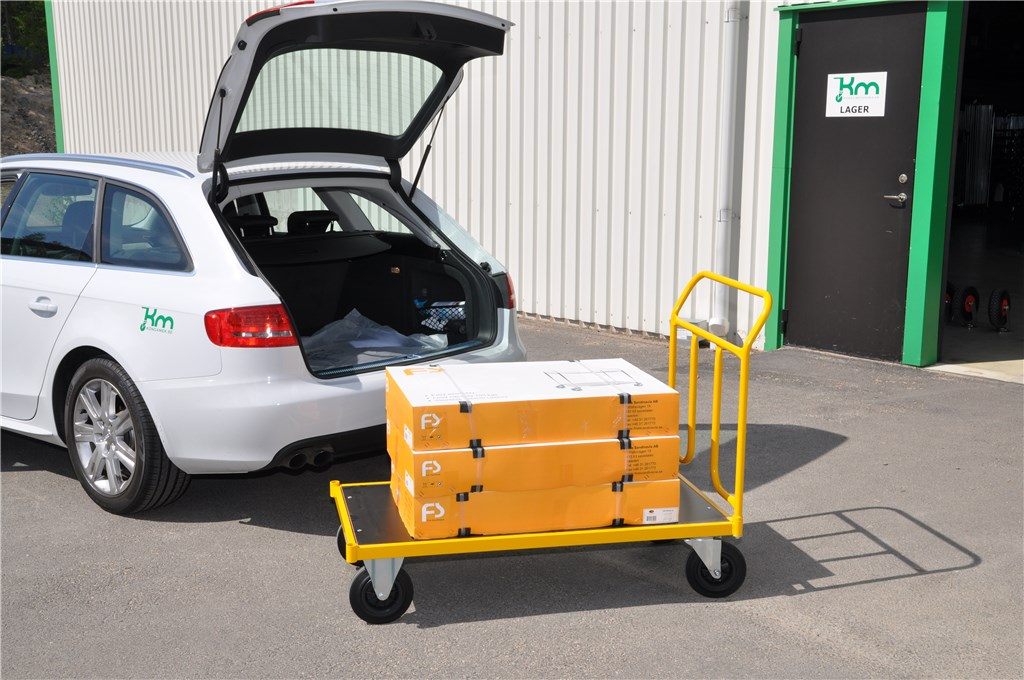 Carrello piattaforma MDF giallo stoccaggio trasporto pacchetti