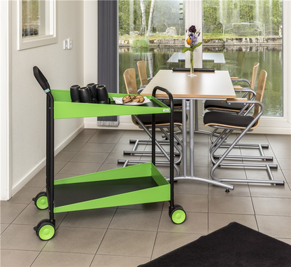 Design Tischwagen Servierwagen mit 2 Böden Grün/Schwarz