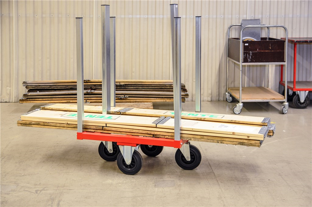 Palettenwagen Transportwagen, bis 300kg belastbar, 2 Bockrollen, 2 Lenkrollen