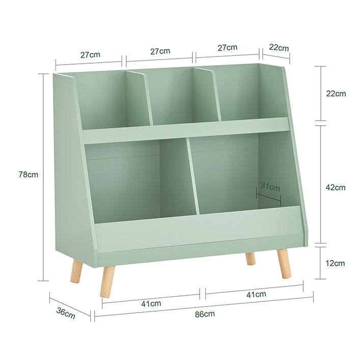 Kinderregal mit 5 Fächern | Bücherregal | Aufbewahrungsregal für Kinder | Grün - Palo24