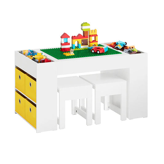 Kindertisch Mit 2 Stühlen | Kindersitzgruppe | Spieltisch | Weiss| KMB75-W