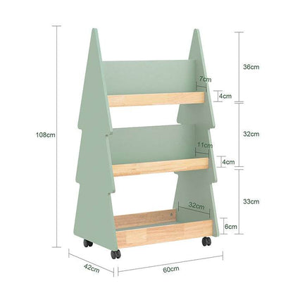 Kinderregal mit Rollen | Kinder Bücherregal mit 5 Ablagen | Aufbewahrungsregal - Palo24