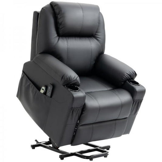 Fauteuil de massage, dossier inclinable, 8 modes de massage, simili cuir élégant, noir, 88 x 92 x 106 cm