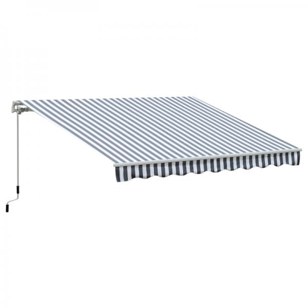 Tenda da sole a braccio articolato, protezione solare, manovella, balcone, alluminio, grigio, bianco 2,95 x 2,45 m