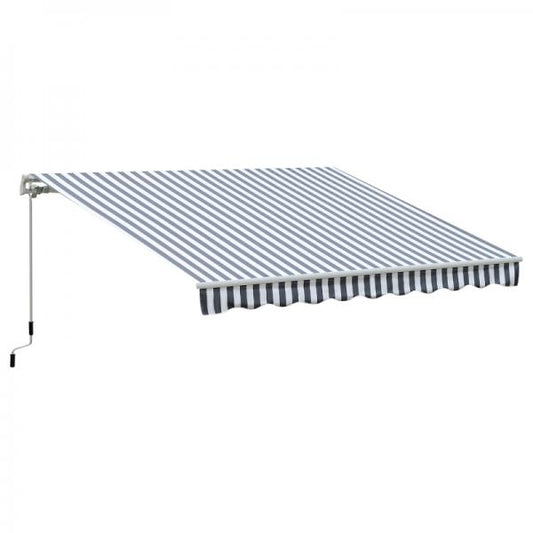 Auvent à bras repliable protection solaire balcon à manivelle aluminium gris blanc 2,95 x 2,45 m