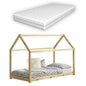 Lit enfant Netstal 70x140 cm avec matelas mousse froide en bois naturel