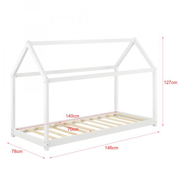 Kinderbett Netstal 70x140 cm mit Kaltschaummatratze Weiss