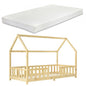 Lit enfant Sisimiut 90x200 cm avec matelas mousse froide en bois naturel