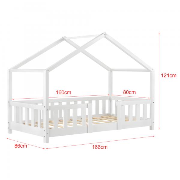 Letto per bambini Treviolo 70x160 cm con rete a doghe e barre bianco