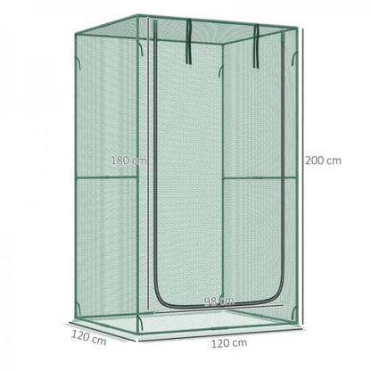 1,2 x 2 m Pflanzenschutznetz, Gewächshaus, Winddichtes Tomatenhaus, Pflanzennetz mit Tür, HDPE, Dunkelgrün