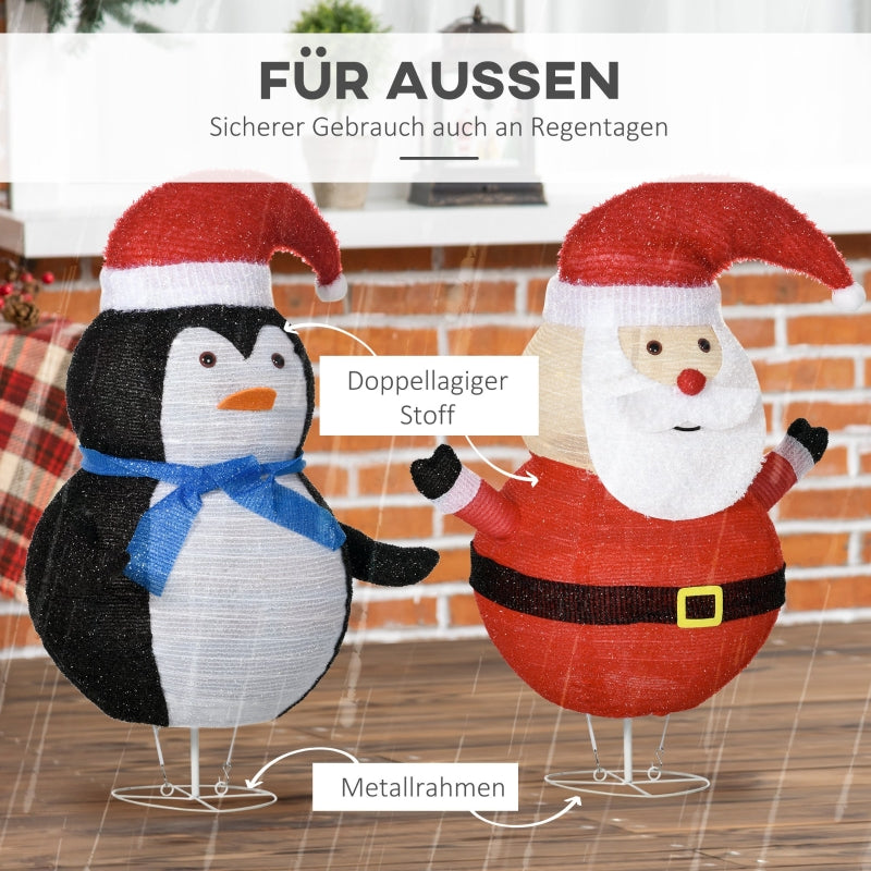 LED-Weihnachtsdekoration, Weihnachtsmann und Pinguin