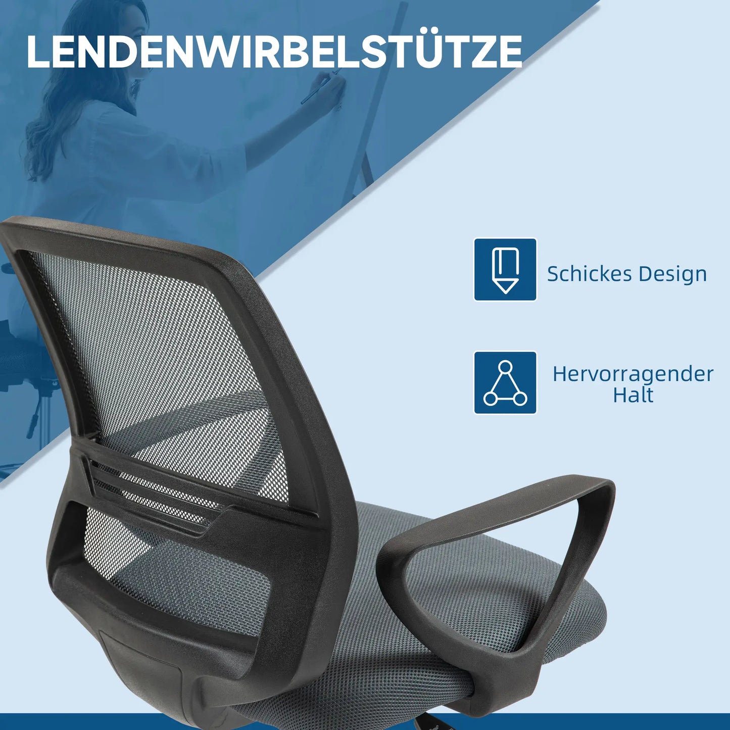 Bürostuhl Ergonomischer Schreibtischstuhl mit Armlehnen Grau
