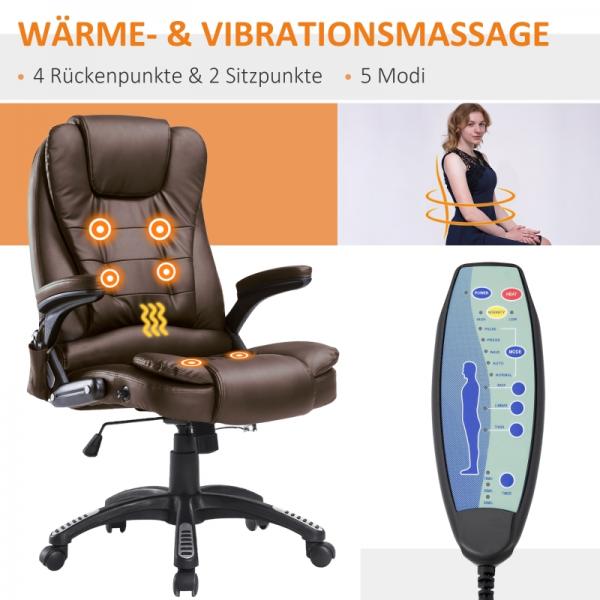 Massage-Chefsessel mit Wärmefunktion Gaming braun
