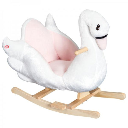 Schaukelpferd Baby Schaukeltier Schwan mit Musik Spielzeug Plüsch Rosa+Weiss