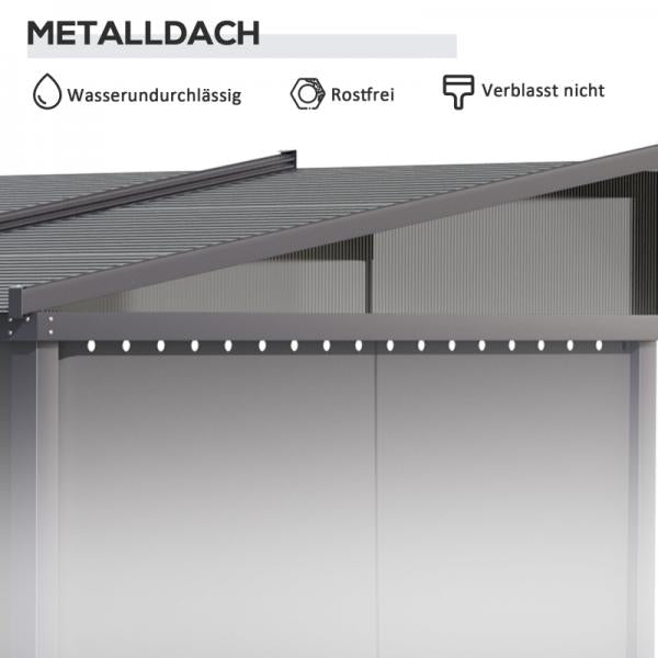 Gartenpavillon, Pergola, mit Schiebedach, Vorhängen, Aluminiumrahmen, dunkelgrau - Palo24