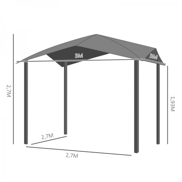 Padiglione da giardino Padiglione Protezione solare Pergola Grigio 3 x 3 m