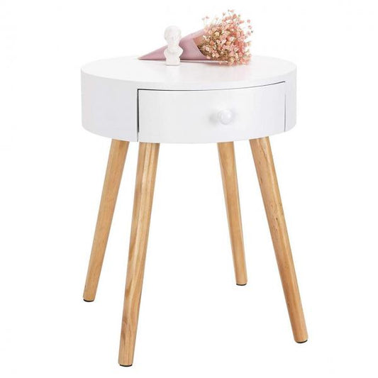 Table d'appoint table de chevet avec tiroir 38x38x48cm blanc