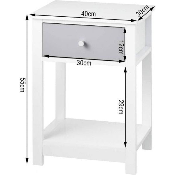 Nachttisch mit Schublade mit Ablage aus MDF weiss