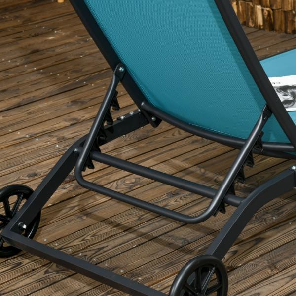 Sonnenliege, 5-stufig verstellbare Rücklehne, atmungsaktiver Stoff, Aluminiumrahmen, blau - Palo24