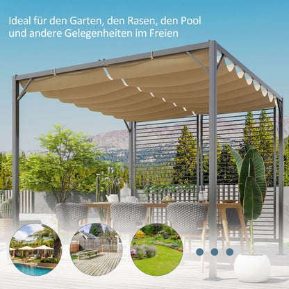 Gazebo Pergola Party Tent Canopy Tissu réglable Toit Polyester Beige