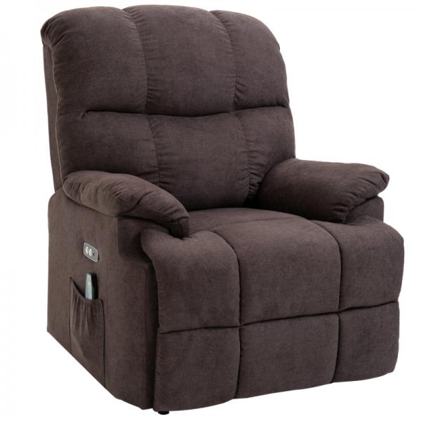 Fauteuil de massage avec fonction chauffante port USB marron