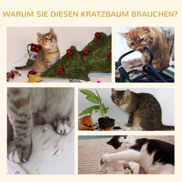 Kratzbaum, zwei Häuser, zwei Plattformen, Spielball, Liegekorb, Kippschutz, Sisal, grau