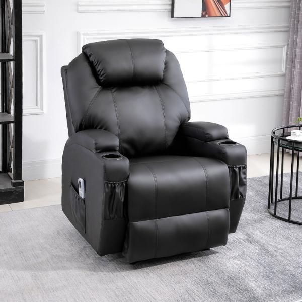 Fauteuil de massage électrique fonction massage fonction inclinable mousse noir