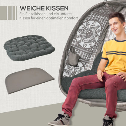 Hängesessel Hängekorb mit Gestell für 2 Personen faltbar Schwarz Sand