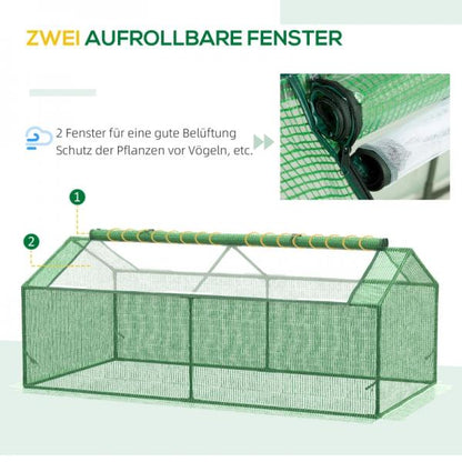 Foliegewächshaus mit Fenster Treibhaus Tomatenhaus Frühbeet 180 x 90 x 70 cm Grün