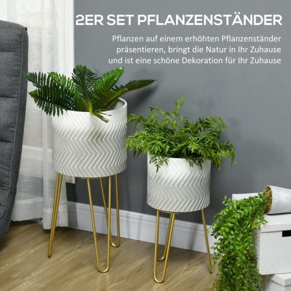 Set aus 2 Blumenständern, dekoratives Design, Metallrahmen, 30 x 30 x 67 cm