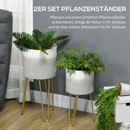 Set aus 2 Blumenständern, dekoratives Design, Metallrahmen, 30 x 30 x 67 cm