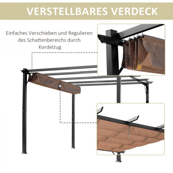 Pavillon Pergola mit einstellbarem Stoffdach 300 cm x 400 cm x 223 cm - Palo24
