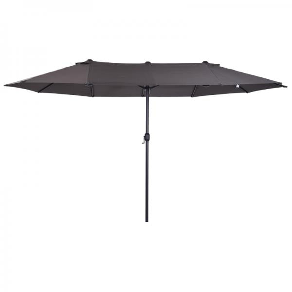 Parasol Doppio Ombrellone da Patio con Manovella Grigio Ovale