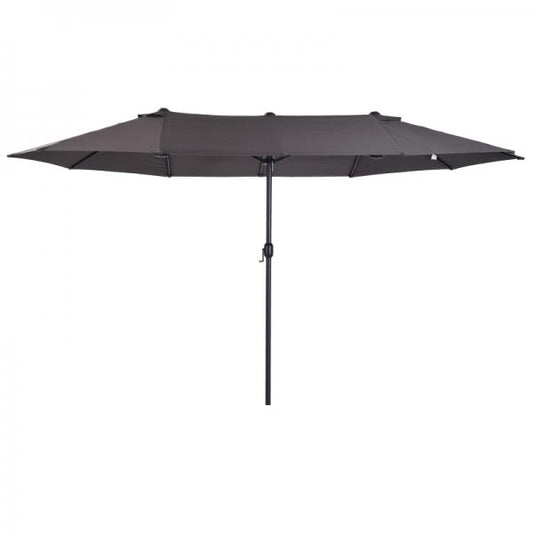 Parasol Doppio Ombrellone da Patio con Manovella Grigio Ovale