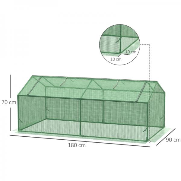 Foliegewächshaus mit Fenster Treibhaus Tomatenhaus Frühbeet 180 x 90 x 70 cm Grün