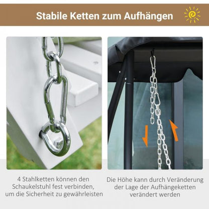 Hängebank mit Klapptisch und Becherhaltern Naturholz weiss - Palo24